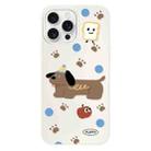 For iPhone 14 Pro Max Skin Feeling Jelly TPU Hybrid PC Phone Case(Brown Puppy White) - 1