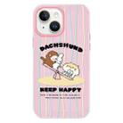 For iPhone 13 Skin Feeling Jelly TPU Hybrid PC Phone Case(Seesaw Animal Pink) - 1