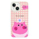 For iPhone 13 Skin Feeling Jelly TPU Hybrid PC Phone Case(Pink Cat White) - 1