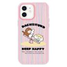 For iPhone 12 Skin Feeling Jelly TPU Hybrid PC Phone Case(Seesaw Animal Pink) - 1