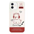 For iPhone 12 Skin Feeling Jelly TPU Hybrid PC Phone Case(Earphones Dog White) - 1