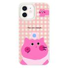 For iPhone 12 Skin Feeling Jelly TPU Hybrid PC Phone Case(Pink Cat White) - 1