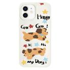 For iPhone 12 Skin Feeling Jelly TPU Hybrid PC Phone Case(Happy Dog ??White) - 1