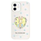 For iPhone 11 Skin Feeling Jelly TPU Hybrid PC Phone Case(Love Flower Rabbit White) - 1