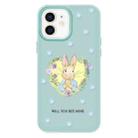 For iPhone 11 Skin Feeling Jelly TPU Hybrid PC Phone Case(Love Flower Rabbit Light Green) - 1