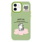 For iPhone 11 Skin Feeling Jelly TPU Hybrid PC Phone Case(Happy Cat Green) - 1