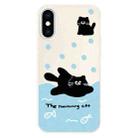 For iPhone X / XS Skin Feeling Jelly TPU Hybrid PC Phone Case(Swimming Black Cat White) - 1