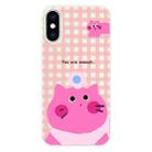 For iPhone X / XS Skin Feeling Jelly TPU Hybrid PC Phone Case(Pink Cat White) - 1