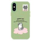 For iPhone X / XS Skin Feeling Jelly TPU Hybrid PC Phone Case(Happy Cat Green) - 1