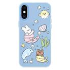 For iPhone X / XS Skin Feeling Jelly TPU Hybrid PC Phone Case(Sea Life Blue) - 1