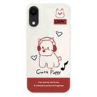 For iPhone XR Skin Feeling Jelly TPU Hybrid PC Phone Case(Earphones Dog White) - 1