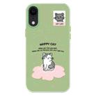 For iPhone XR Skin Feeling Jelly TPU Hybrid PC Phone Case(Happy Cat Green) - 1