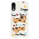 For iPhone XR Skin Feeling Jelly TPU Hybrid PC Phone Case(Happy Dog ??White) - 1