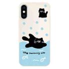 For iPhone XS Max Skin Feeling Jelly TPU Hybrid PC Phone Case(Swimming Black Cat White) - 1