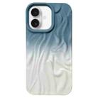 For iPhone 16 Plus Wrinkle Gradient Skin-feel Frosted TPU Phone Case(Blue White) - 1