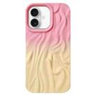 For iPhone 16 Plus Wrinkle Gradient Skin-feel Frosted TPU Phone Case(Pink Yellow) - 1