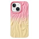 For iPhone 15 Plus Wrinkle Gradient Skin-feel Frosted TPU Phone Case(Pink Yellow) - 1