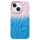 For iPhone 14 Plus Wrinkle Gradient Skin-feel Frosted TPU Phone Case(Light Pink Blue) - 1