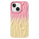 For iPhone 14 Wrinkle Gradient Skin-feel Frosted TPU Phone Case(Pink Yellow) - 1