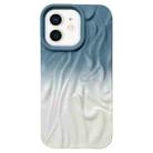 For iPhone 12 Wrinkle Gradient Skin-feel Frosted TPU Phone Case(Blue White) - 1