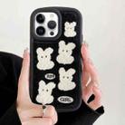 For iPhone 15 Pro Rabbit Plush Silicone Phone Case(Black) - 1