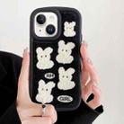 For iPhone 15 Rabbit Plush Silicone Phone Case(Black) - 1