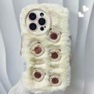 For iPhone 13 Pro Max Bear Plush Silicone Phone Case(Beige) - 1