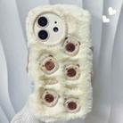 For iPhone 12 Bear Plush Silicone Phone Case(Beige) - 1