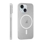 For iPhone 15 PC Corrugated MagSafe Phone Case(White) - 2