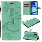 For OPPO A52 / A72 / A92 3D Butterflies Embossing Pattern Horizontal Flip Leather Case with Holder & Card Slot & Wallet & Lanyard(Green) - 1