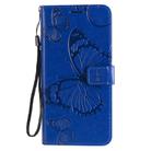 For OPPO A52 / A72 / A92 3D Butterflies Embossing Pattern Horizontal Flip Leather Case with Holder & Card Slot & Wallet & Lanyard(Blue) - 2