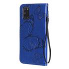 For OPPO A52 / A72 / A92 3D Butterflies Embossing Pattern Horizontal Flip Leather Case with Holder & Card Slot & Wallet & Lanyard(Blue) - 3