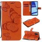 For OPPO A52 / A72 / A92 3D Butterflies Embossing Pattern Horizontal Flip Leather Case with Holder & Card Slot & Wallet & Lanyard(Orange) - 1