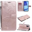 For OPPO A52 / A72 / A92 3D Butterflies Embossing Pattern Horizontal Flip Leather Case with Holder & Card Slot & Wallet & Lanyard(Rose Gold) - 1