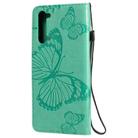 For OPPO Find X2 Lite / Reno3 5G 3D Butterflies Embossing Pattern Horizontal Flip Leather Case with Holder & Card Slot & Wallet & Lanyard(Green) - 3