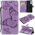 For OPPO Find X2 Lite / Reno3 5G 3D Butterflies Embossing Pattern Horizontal Flip Leather Case with Holder & Card Slot & Wallet & Lanyard(Purple) - 1