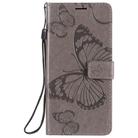 For OPPO Find X2 Lite / Reno3 5G 3D Butterflies Embossing Pattern Horizontal Flip Leather Case with Holder & Card Slot & Wallet & Lanyard(Grey) - 1