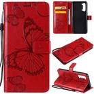 For OPPO Find X2 Lite / Reno3 5G 3D Butterflies Embossing Pattern Horizontal Flip Leather Case with Holder & Card Slot & Wallet & Lanyard(Red) - 1