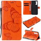 For OPPO Find X2 Lite / Reno3 5G 3D Butterflies Embossing Pattern Horizontal Flip Leather Case with Holder & Card Slot & Wallet & Lanyard(Orange) - 1