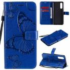 For OPPO Reno3 Pro 4G 3D Butterflies Embossing Pattern Horizontal Flip Leather Case with Holder & Card Slot & Wallet & Lanyard(Blue) - 1