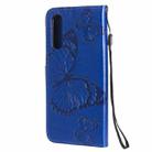 For OPPO Reno3 Pro 4G 3D Butterflies Embossing Pattern Horizontal Flip Leather Case with Holder & Card Slot & Wallet & Lanyard(Blue) - 3