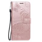 For OPPO Reno3 Pro 4G 3D Butterflies Embossing Pattern Horizontal Flip Leather Case with Holder & Card Slot & Wallet & Lanyard(Rose Gold) - 2