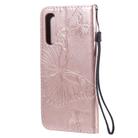 For OPPO Reno3 Pro 4G 3D Butterflies Embossing Pattern Horizontal Flip Leather Case with Holder & Card Slot & Wallet & Lanyard(Rose Gold) - 3