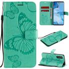 For OPPO Reno 3 Pro 5G / Find X2 Neo 3D Butterflies Embossing Pattern Horizontal Flip Leather Case with Holder & Card Slot & Wallet & Lanyard(Green) - 1