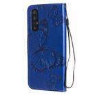 For OPPO Reno 3 Pro 5G / Find X2 Neo 3D Butterflies Embossing Pattern Horizontal Flip Leather Case with Holder & Card Slot & Wallet & Lanyard(Blue) - 3