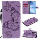 For OPPO Reno 3 Pro 5G / Find X2 Neo 3D Butterflies Embossing Pattern Horizontal Flip Leather Case with Holder & Card Slot & Wallet & Lanyard(Purple) - 1