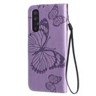 For OPPO Reno 3 Pro 5G / Find X2 Neo 3D Butterflies Embossing Pattern Horizontal Flip Leather Case with Holder & Card Slot & Wallet & Lanyard(Purple) - 3