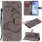 For OPPO Reno 3 Pro 5G / Find X2 Neo 3D Butterflies Embossing Pattern Horizontal Flip Leather Case with Holder & Card Slot & Wallet & Lanyard(Grey) - 1