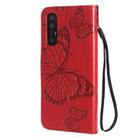 For OPPO Reno 3 Pro 5G / Find X2 Neo 3D Butterflies Embossing Pattern Horizontal Flip Leather Case with Holder & Card Slot & Wallet & Lanyard(Red) - 3