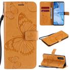 For OPPO Reno 3 Pro 5G / Find X2 Neo 3D Butterflies Embossing Pattern Horizontal Flip Leather Case with Holder & Card Slot & Wallet & Lanyard(Yellow) - 1